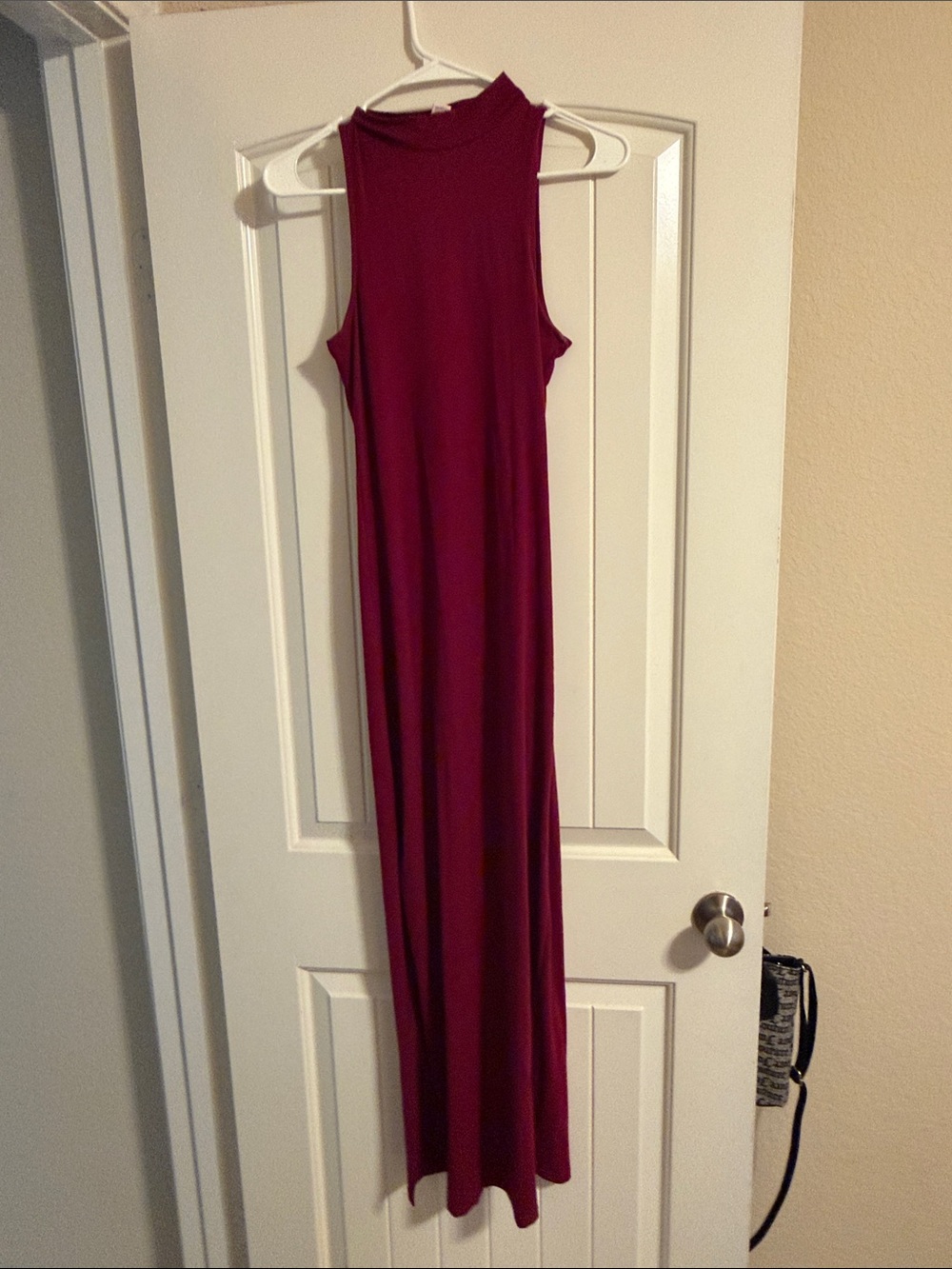 Forever 21 Sleeveless Mock Neck Maxi Dress in Burgundy Red